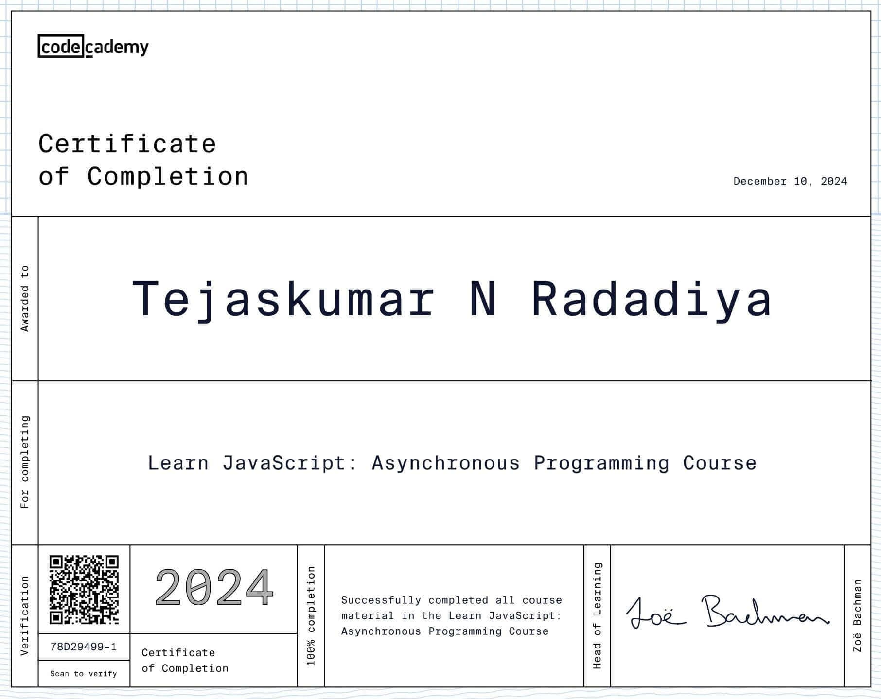 async js Certification